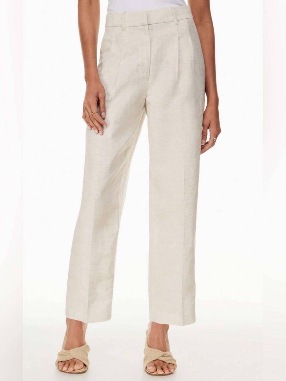 Aritzia Wilfred natural High-Waist Pleated Trousers
